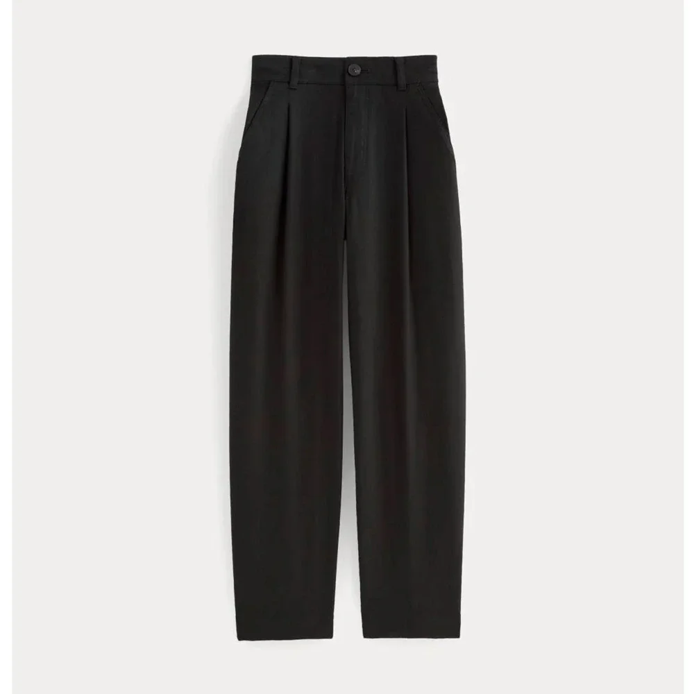 Everlane The Everywhere Pant Stretch Linen Barrel Leg Black Size 0 NWT